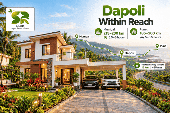 Dapoli is nearer to Pune than to Mumbai